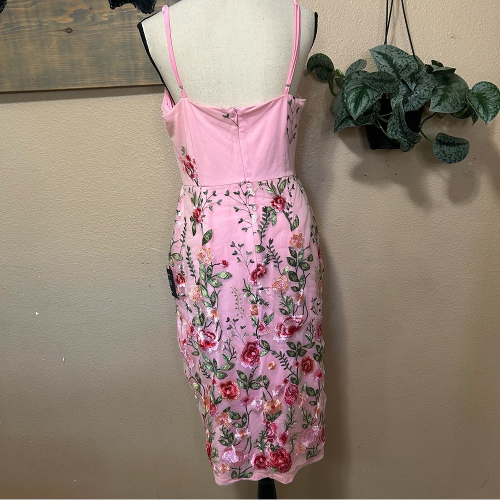 Blooming For Love Pink Floral Embroidered Midi Dress - Picture 5 of 10